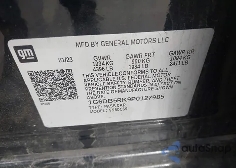 2023 Cadillac Ct4 Premium Luxury из США, поврежденный, VIN 1G6DB5RK9P0127985